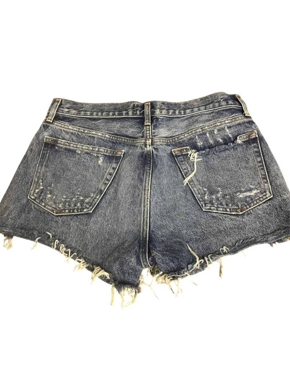 Agolde Cutoff Raw Hem Jean Denim Shorts Blue Sz 28 - Picture 2 of 6